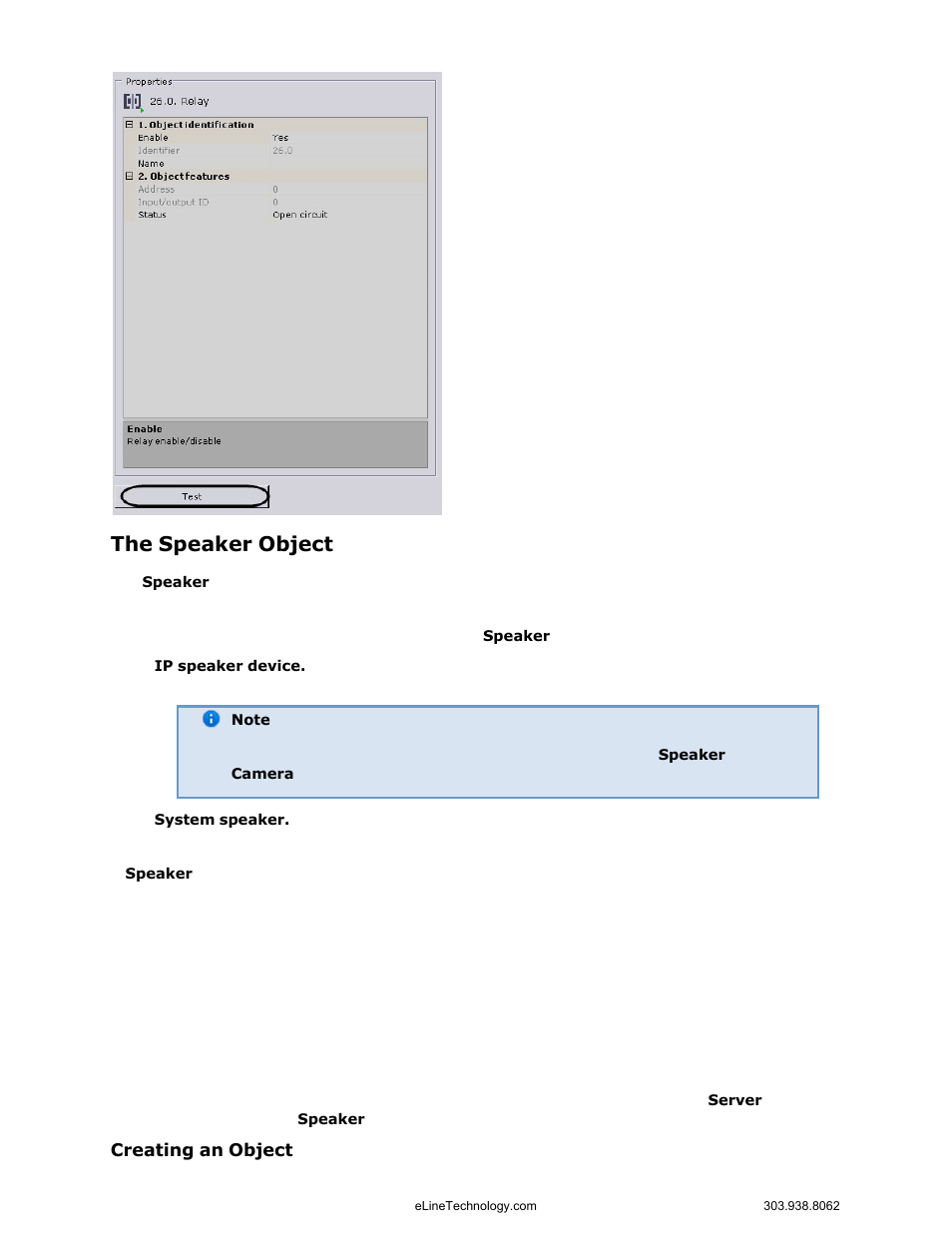 The speaker object, Creating an object | eLine Technology EYS-VMS eyStream User Manual Part1 User Manual | Page 79 / 100