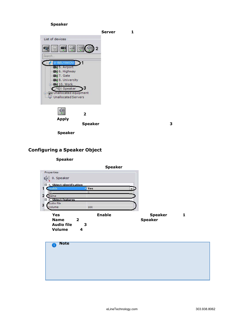 Configuring a speaker object | eLine Technology EYS-VMS eyStream User Manual Part1 User Manual | Page 80 / 100