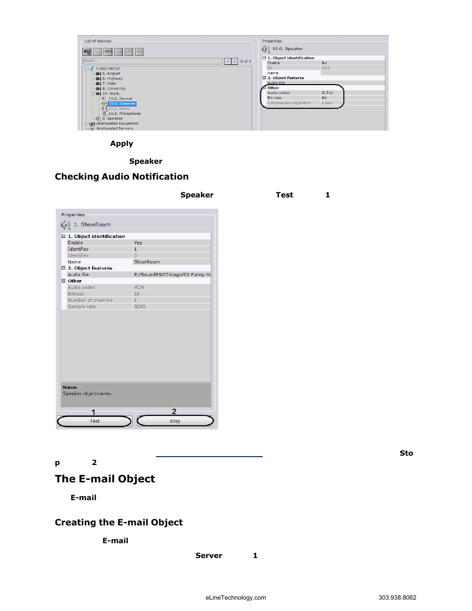 The e-mail object | eLine Technology EYS-VMS eyStream User Manual Part1 User Manual | Page 81 / 100