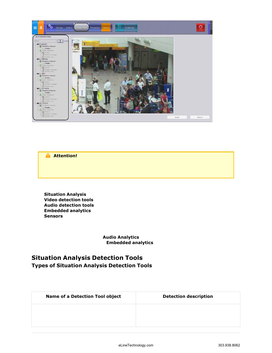 Situation analysis detection tools | eLine Technology EYS-VMS eyStream User Manual Part1 User Manual | Page 87 / 100