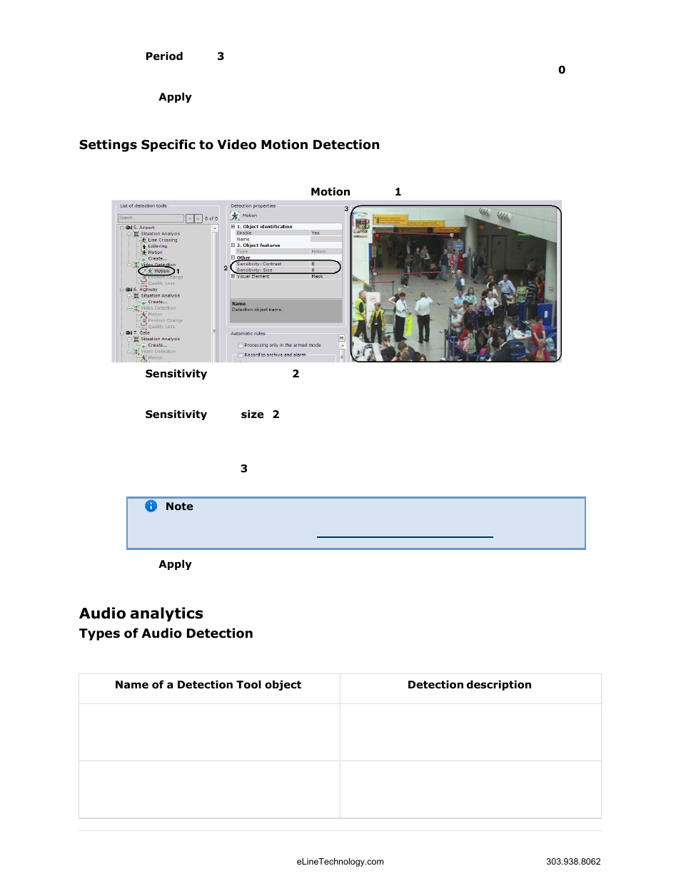 Audio analytics | eLine Technology EYS-VMS eyStream User Manual Part1 User Manual | Page 98 / 100
