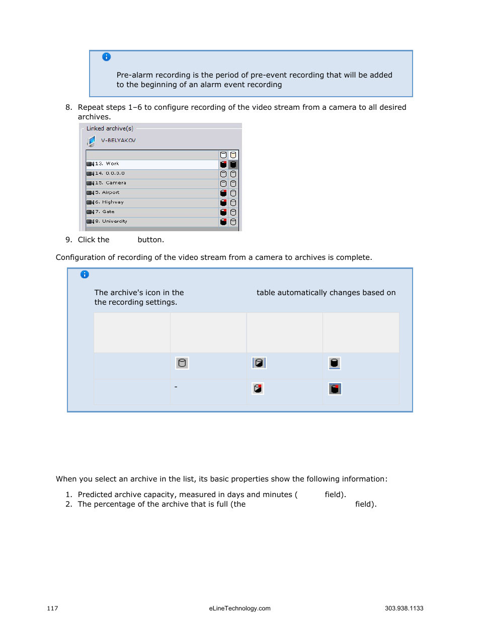 Viewing archive fullness | eLine Technology EYS-VMS eyStream User Manual Part2 User Manual | Page 17 / 100