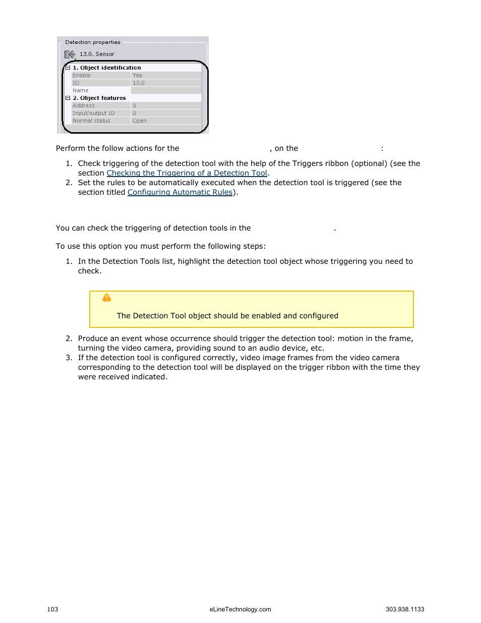 Checking the triggering of a detection tool | eLine Technology EYS-VMS eyStream User Manual Part2 User Manual | Page 3 / 100