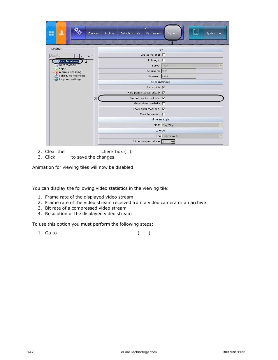 Configuring display of video statistics | eLine Technology EYS-VMS eyStream User Manual Part2 User Manual | Page 42 / 100