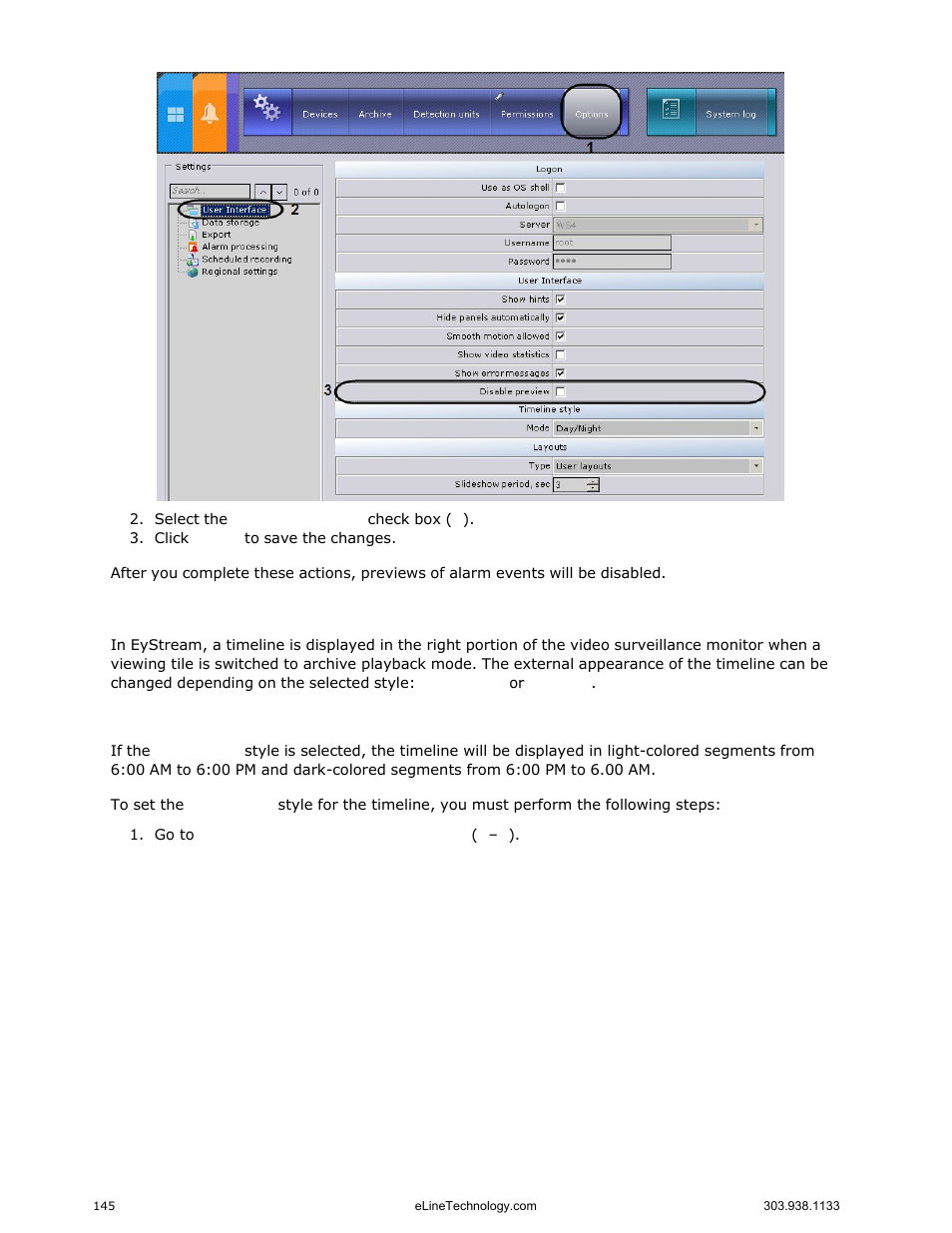 Configuring the timeline | eLine Technology EYS-VMS eyStream User Manual Part2 User Manual | Page 45 / 100
