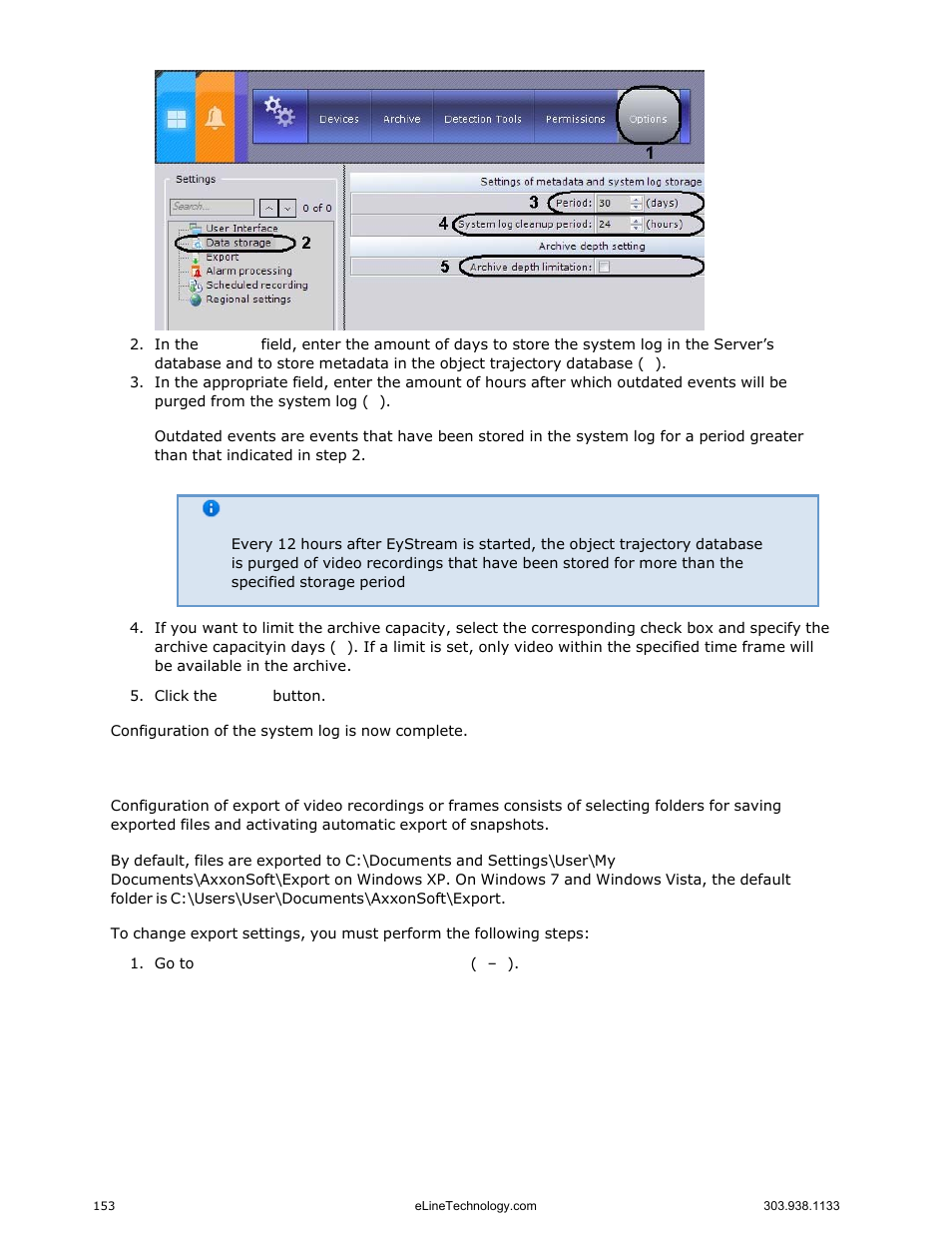 Configuring export | eLine Technology EYS-VMS eyStream User Manual Part2 User Manual | Page 53 / 100