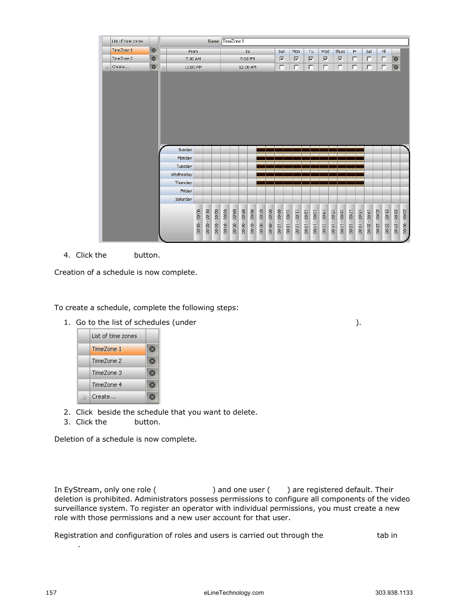 Deleting a schedule, The role object | eLine Technology EYS-VMS eyStream User Manual Part2 User Manual | Page 57 / 100