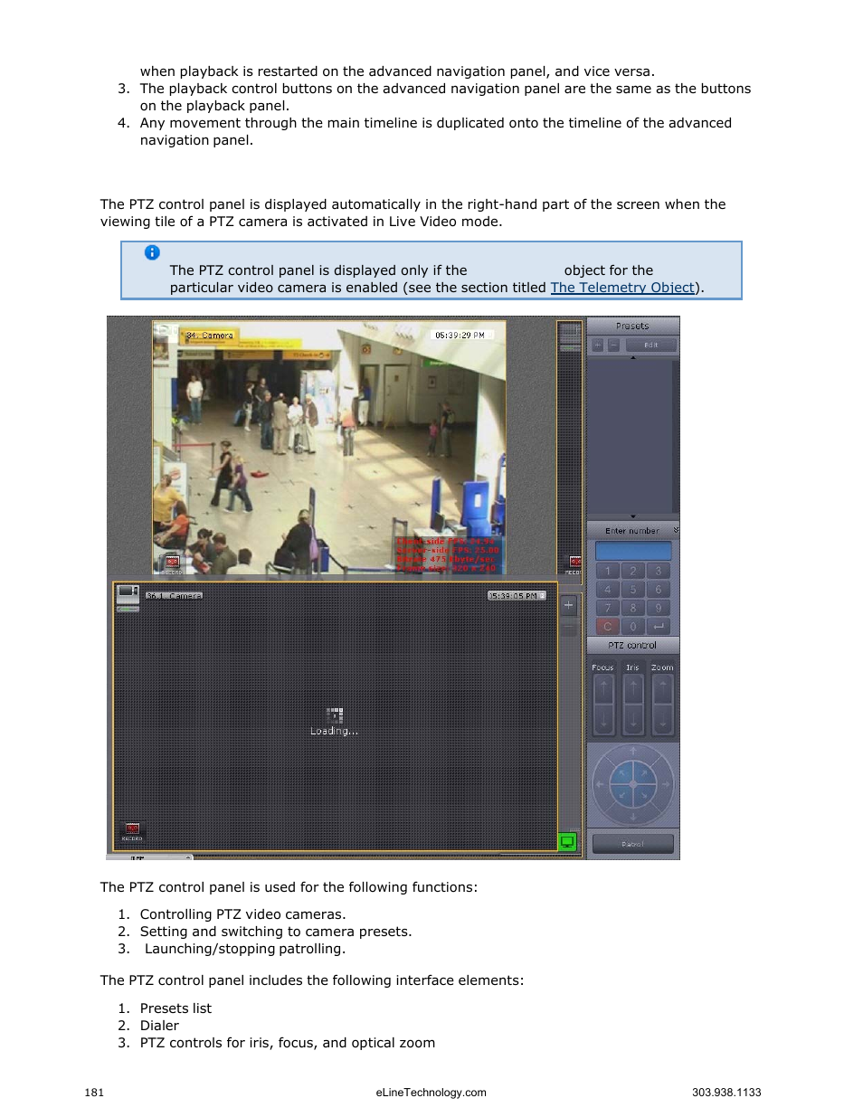 The ptz control panel | eLine Technology EYS-VMS eyStream User Manual Part2 User Manual | Page 81 / 100