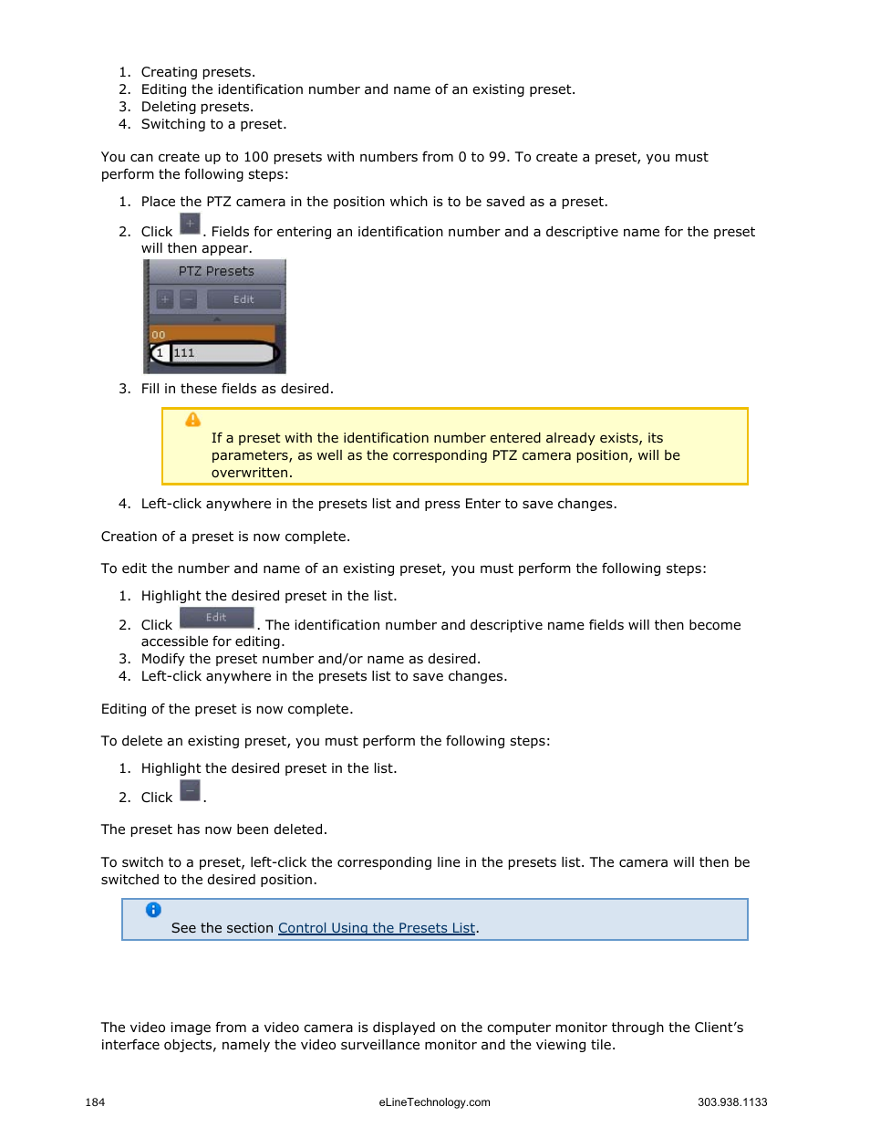 Video surveillance, Video surveillance modes | eLine Technology EYS-VMS eyStream User Manual Part2 User Manual | Page 84 / 100