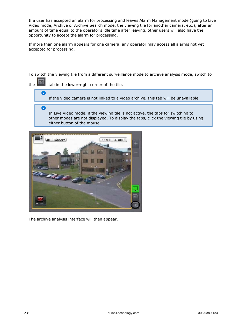 Video surveillance in archive search mode | eLine Technology EYS-VMS eyStream User Manual Part3 User Manual | Page 31 / 96