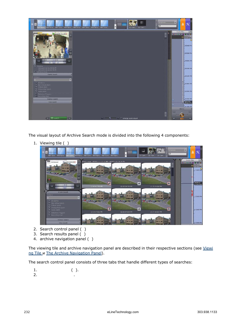 Archive search mode interface | eLine Technology EYS-VMS eyStream User Manual Part3 User Manual | Page 32 / 96