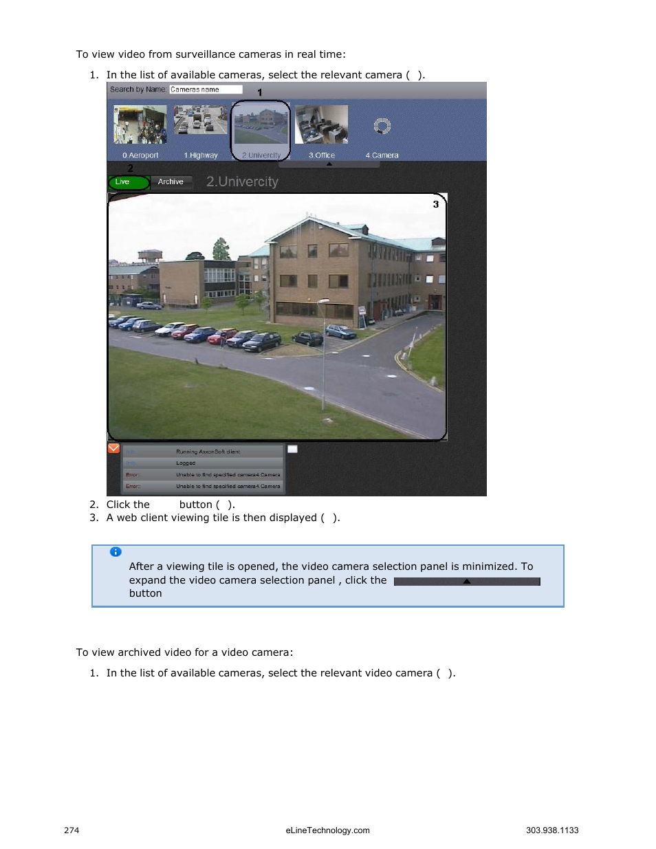 Viewing video archives through the web client | eLine Technology EYS-VMS eyStream User Manual Part3 User Manual | Page 74 / 96