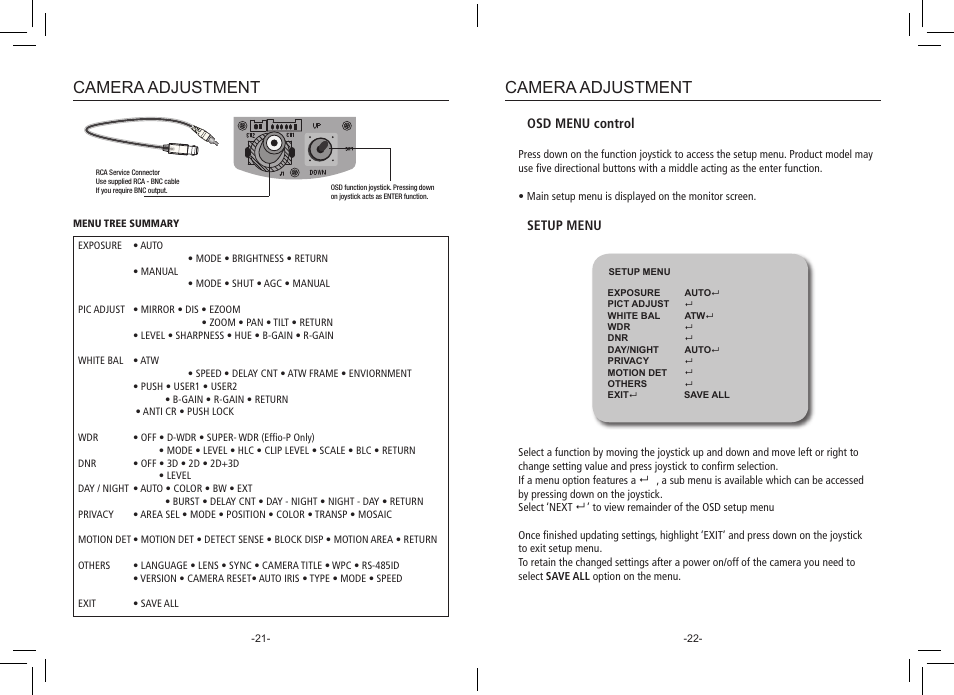 Camera adjustment | eLine Technology PRO3 Effio P & S User Manual | Page 12 / 20