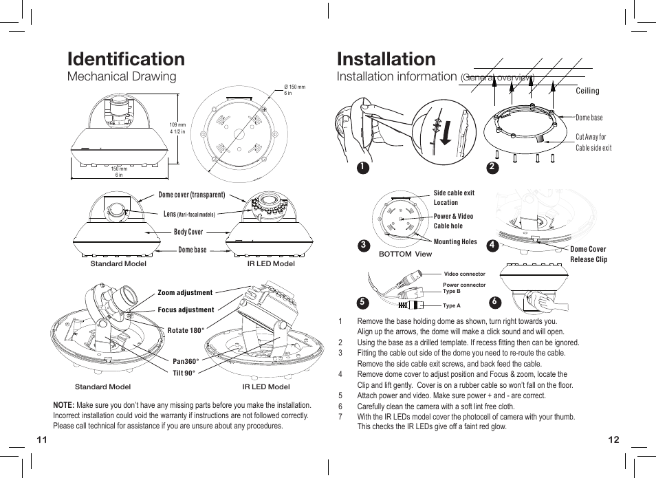 Identification, Installation, Mechanical drawing | Installation information | eLine Technology PRO3 Effio P & S User Manual | Page 7 / 20