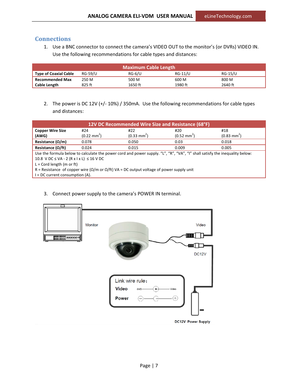 Connections | eLine Technology VDM_‐VDM‐IR User Manual User Manual | Page 7 / 9