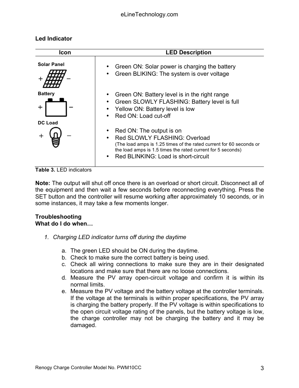 eLine Technology SOLAR-Charge Controller User Manual | Page 3 / 4