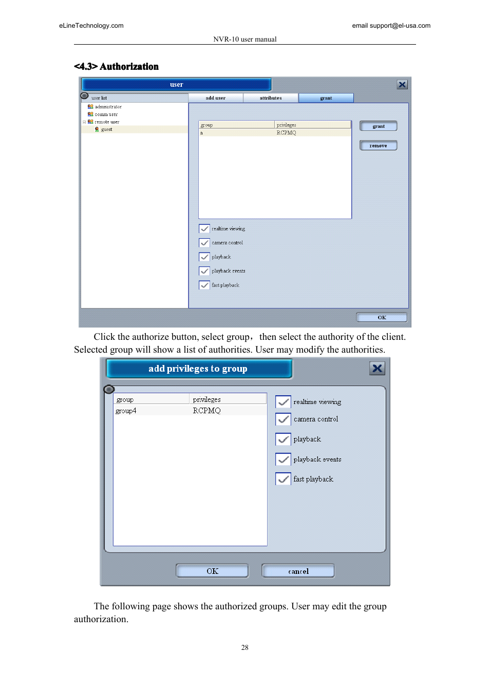 3> authorization | eLine Technology SNI-NVR User Manual | Page 29 / 45