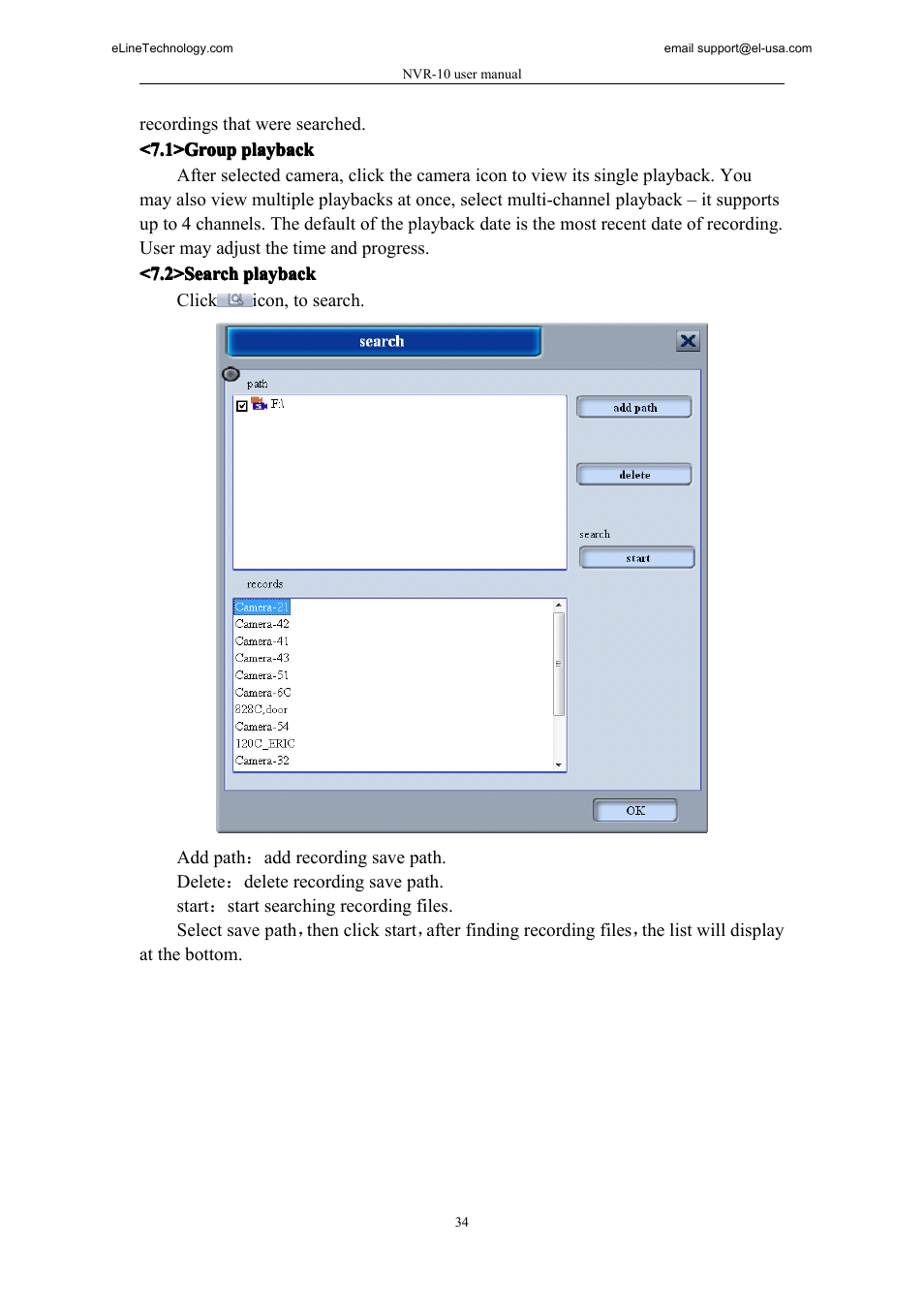 1>group playback, 2>search playback | eLine Technology SNI-NVR User Manual | Page 35 / 45