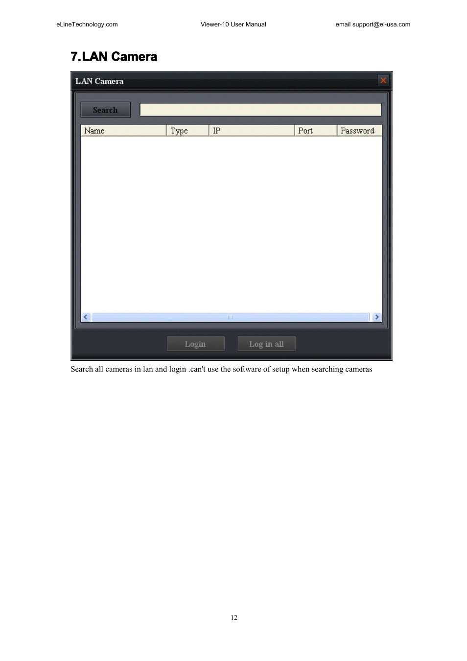 Lancamera, Lan c, Amera | 7.lan lan lan lan camera camera camera camera | eLine Technology SNI-Viewer User Manual | Page 13 / 19