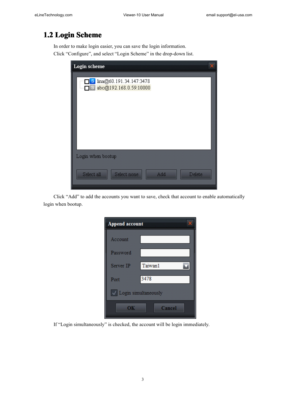 Iconexplanation, 2 login scheme | eLine Technology SNI-Viewer User Manual | Page 4 / 19