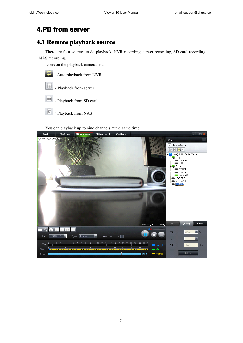 1remoteplaybacksource, 2introductiontoplaybackinterface, From server | 1 remote playback source | eLine Technology SNI-Viewer User Manual | Page 8 / 19