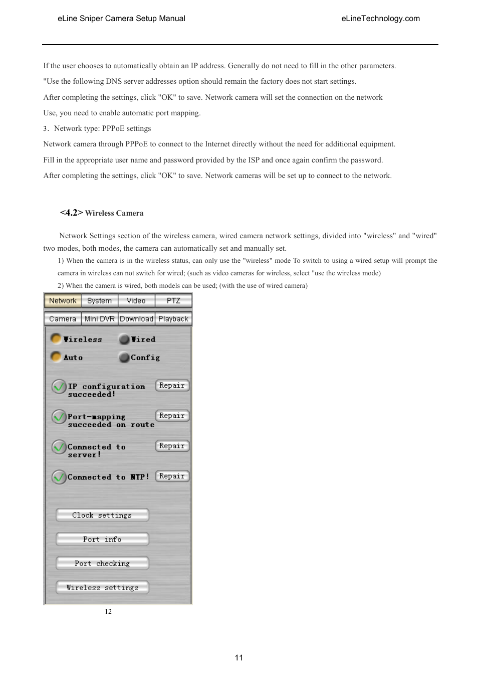 Ireless, Amera | eLine Technology SNI-CamSetup User Manual | Page 12 / 44