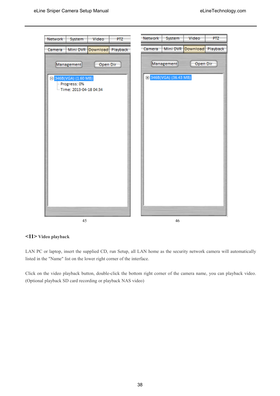 Video playback | eLine Technology SNI-CamSetup User Manual | Page 39 / 44