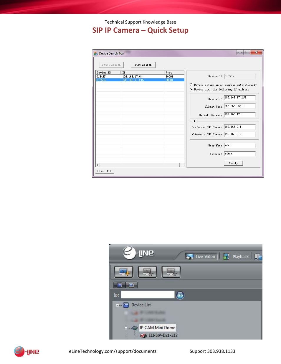 eLine Technology SIP QuickSetup User Manual | 1 page