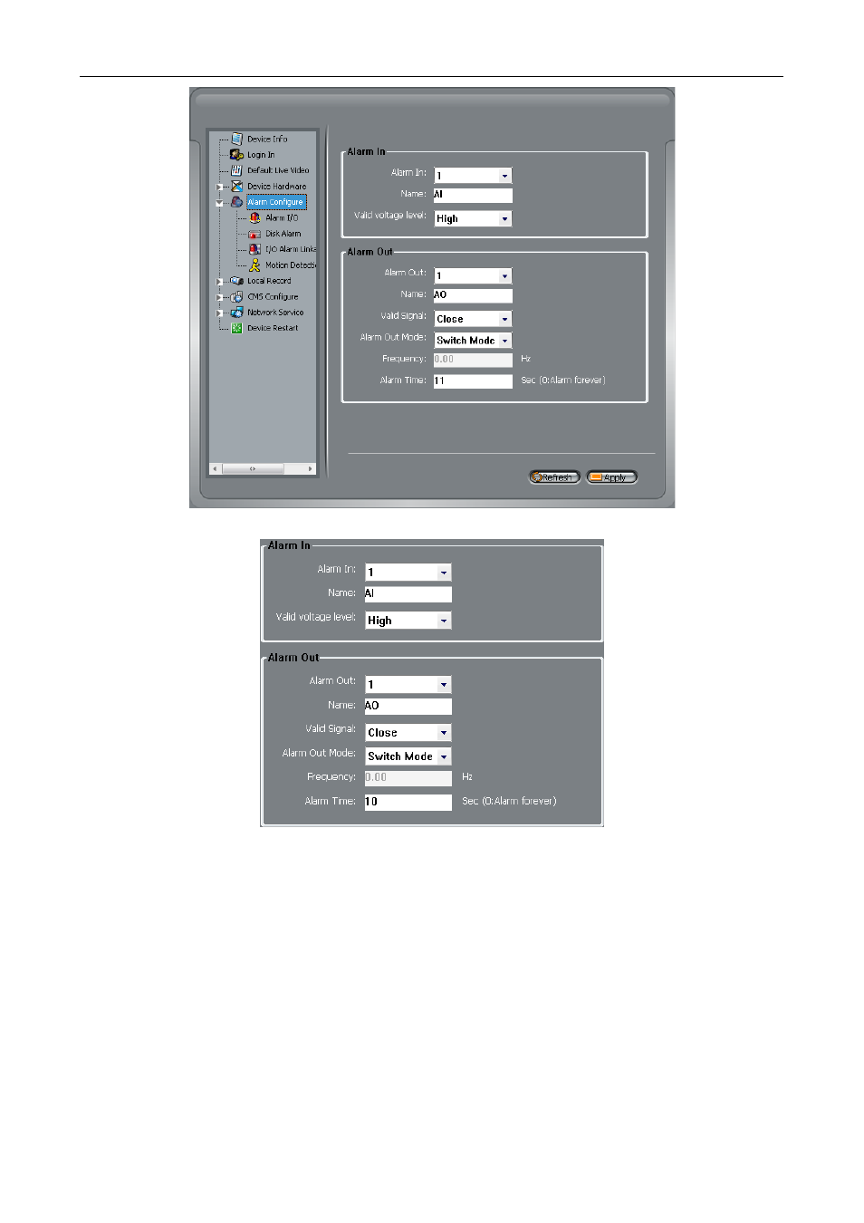 Alarm i/o parameter configuration | eLine Technology SIP_NVMS User Manual | Page 29 / 50