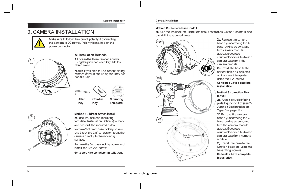 Camera installation | eLine Technology SIP-VD-R User Manual | Page 8 / 38