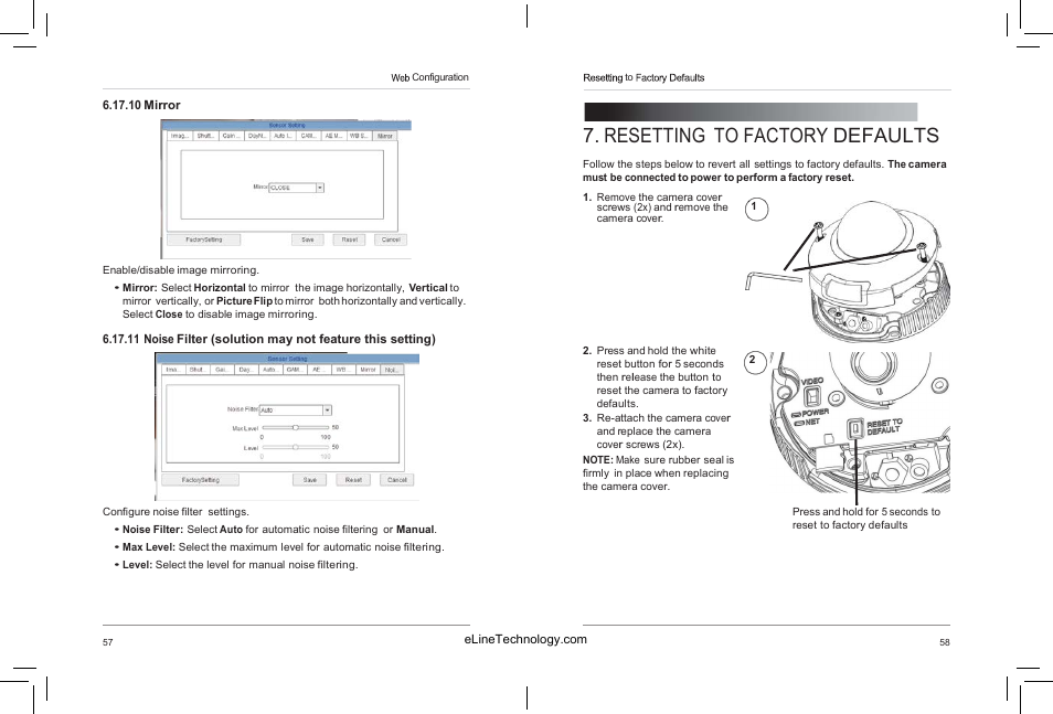 Resetting to factory defaults | eLine Technology SIP-MVD-R User Manual | Page 34 / 36