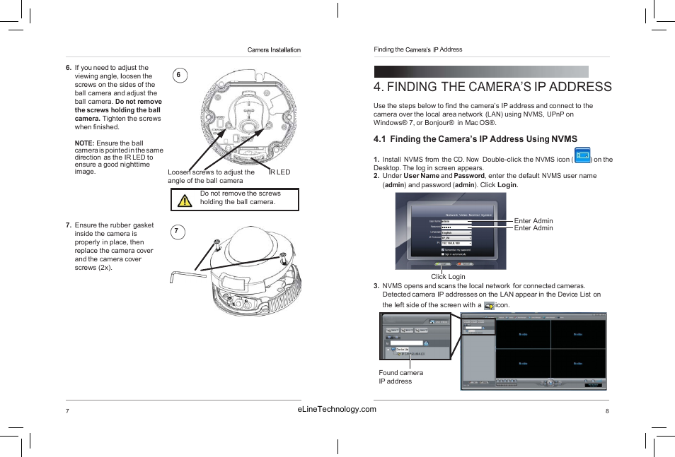 Finding the camera’s ip address | eLine Technology SIP-MVD-R User Manual | Page 9 / 36