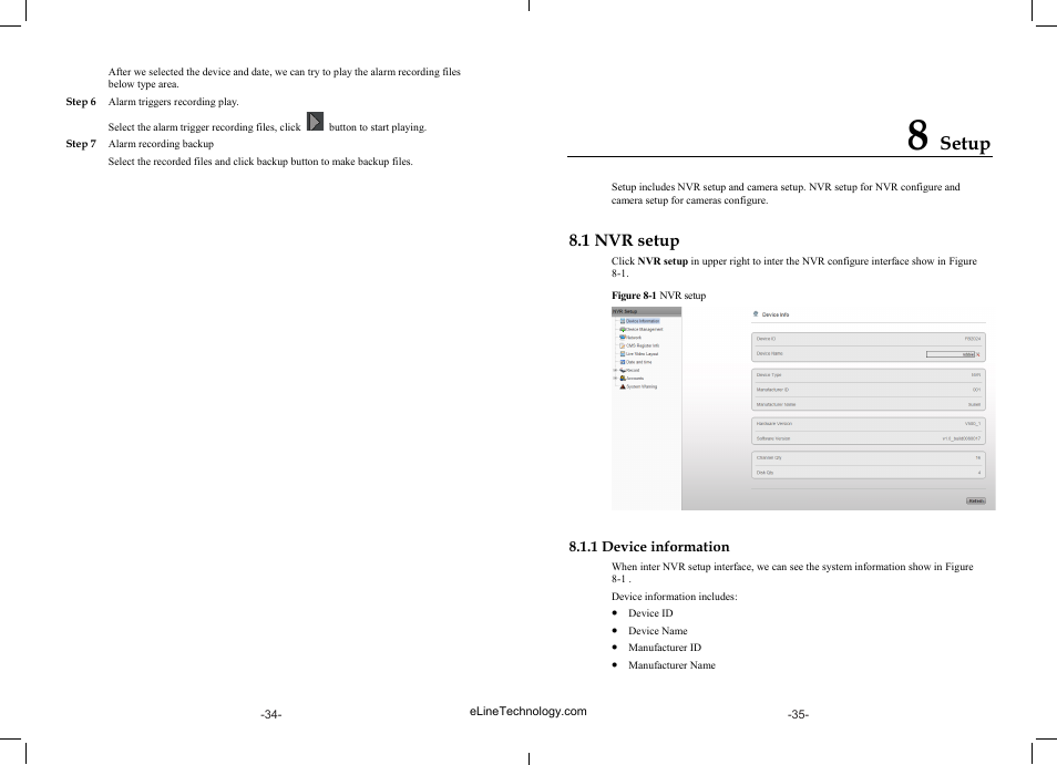 Setup, 1 nvr setup | eLine Technology SIP-NVR User Manual | Page 18 / 34