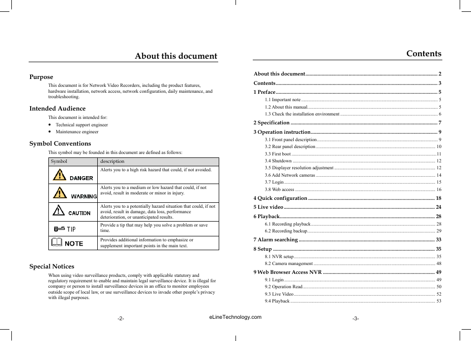 eLine Technology SIP-NVR User Manual | Page 2 / 34