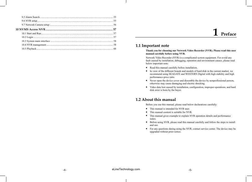 Preface, 2 about this manual | eLine Technology SIP-NVR User Manual | Page 3 / 34