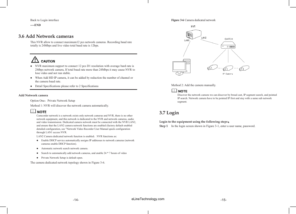 6 add network cameras, 7 login | eLine Technology SIP-NVR User Manual | Page 8 / 34