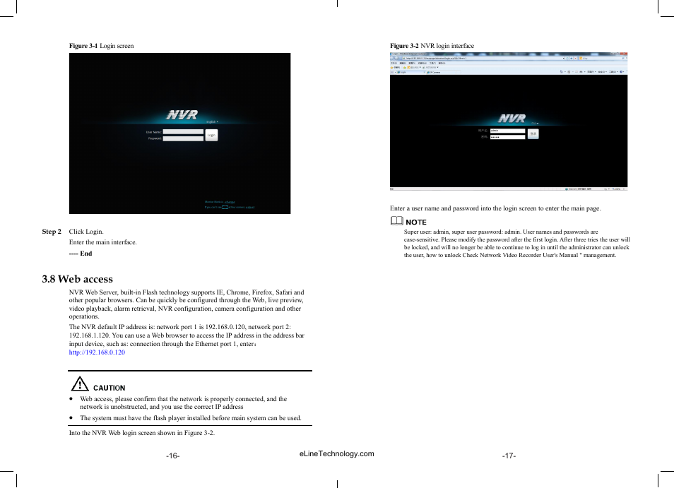 8 web access | eLine Technology SIP-NVR User Manual | Page 9 / 34