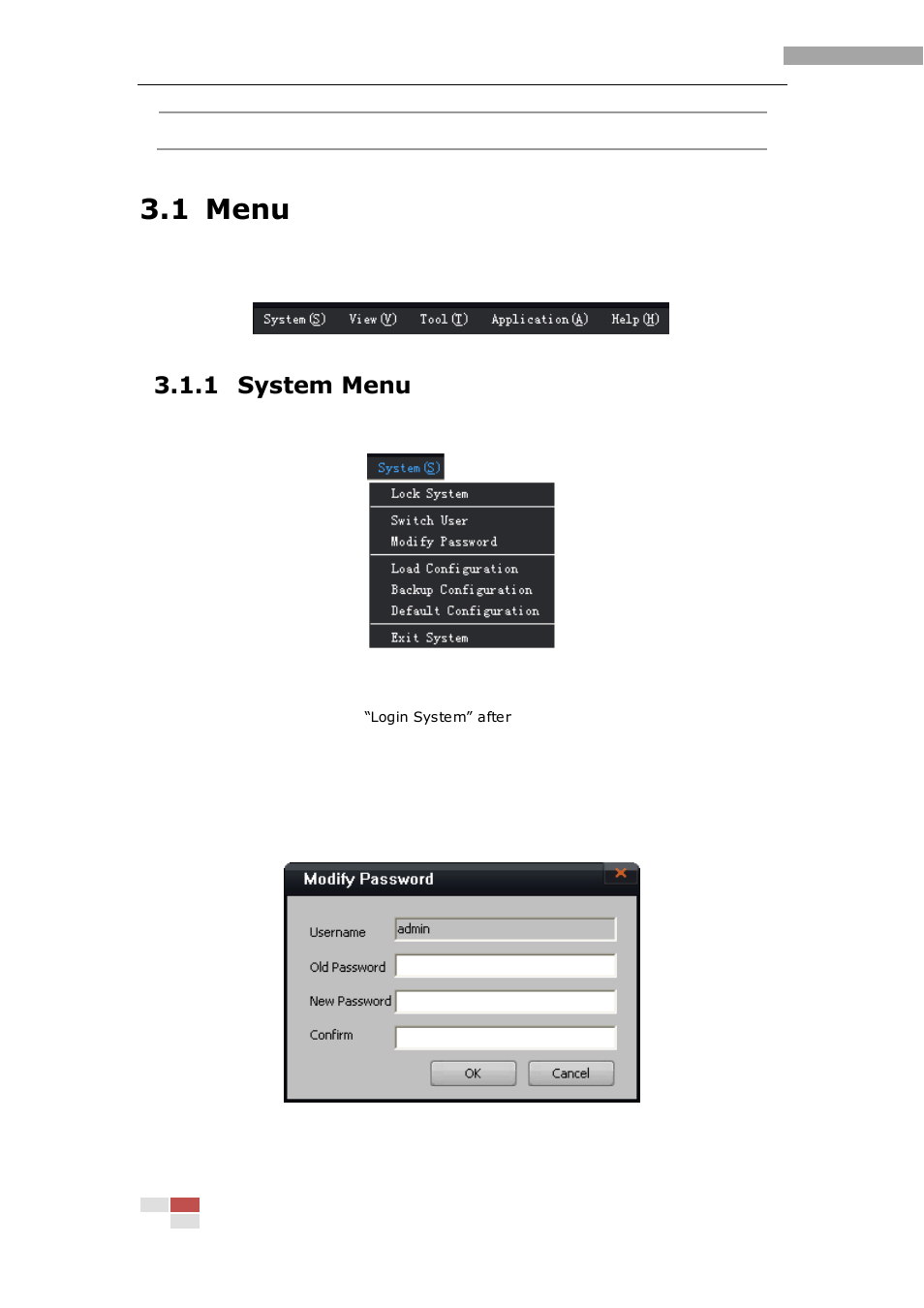 1 menu, 1 system menu | eLine Technology iVMS-2000 V2.0.2 User Manual | Page 21 / 113