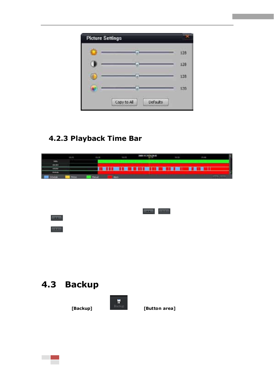 3 backup, 3 playback time bar | eLine Technology iVMS-2000 V2.0.2 User Manual | Page 50 / 113