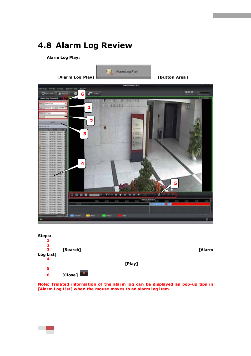 8 alarm log review | eLine Technology iVMS-2000 V2.0.2 User Manual | Page 64 / 113