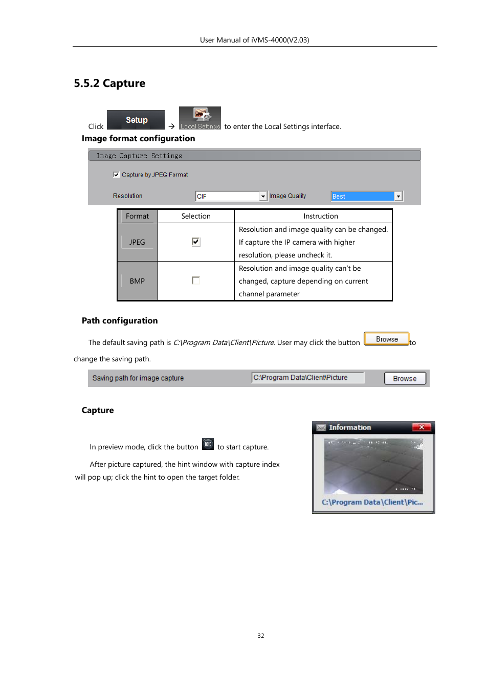 2 capture | eLine Technology iVMS-4000 V2.03 User Manual | Page 33 / 112