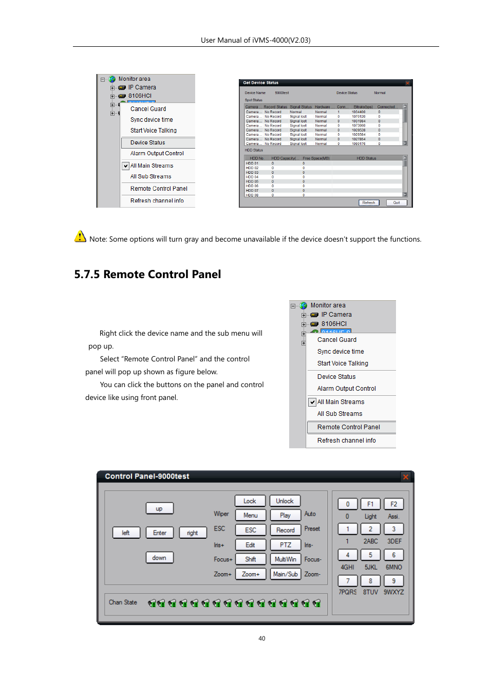 5 remote control panel | eLine Technology iVMS-4000 V2.03 User Manual | Page 41 / 112