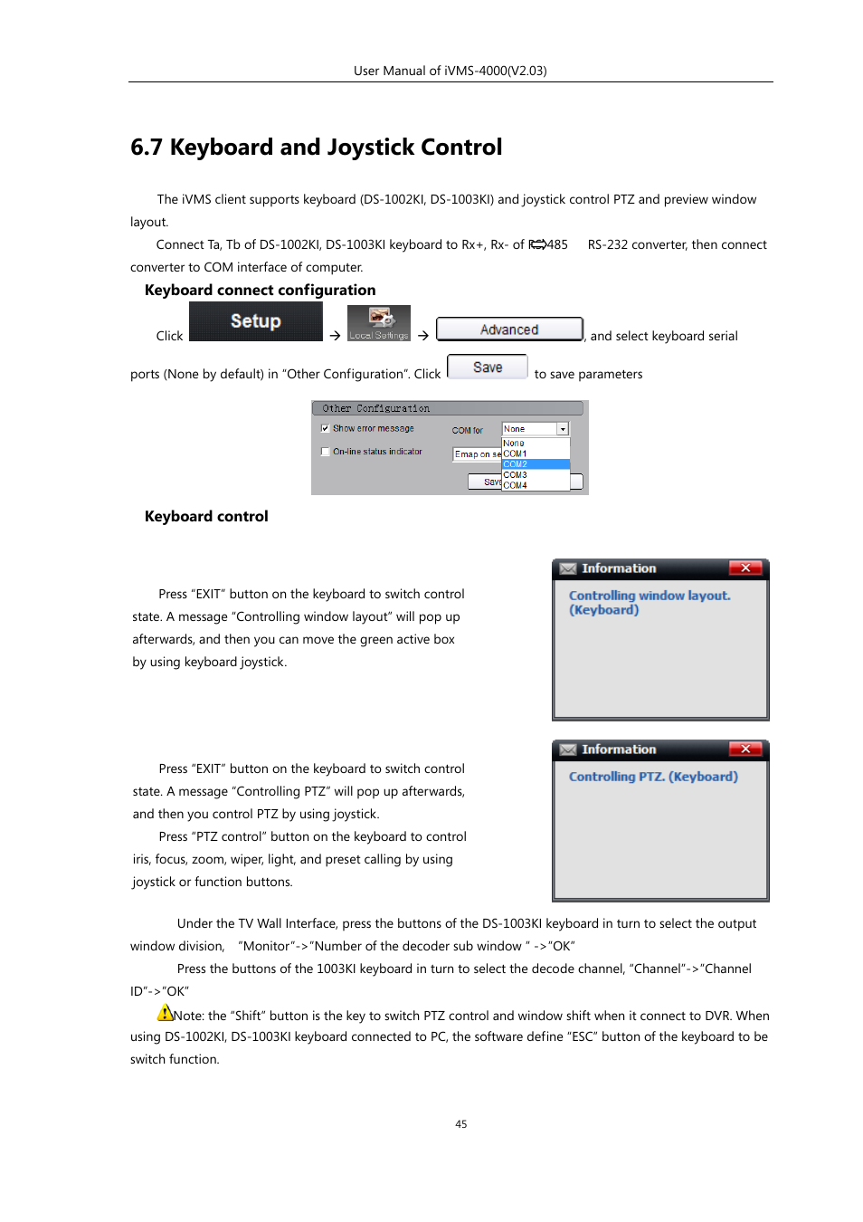 7 keyboard and joystick control | eLine Technology iVMS-4000 V2.03 User Manual | Page 46 / 112