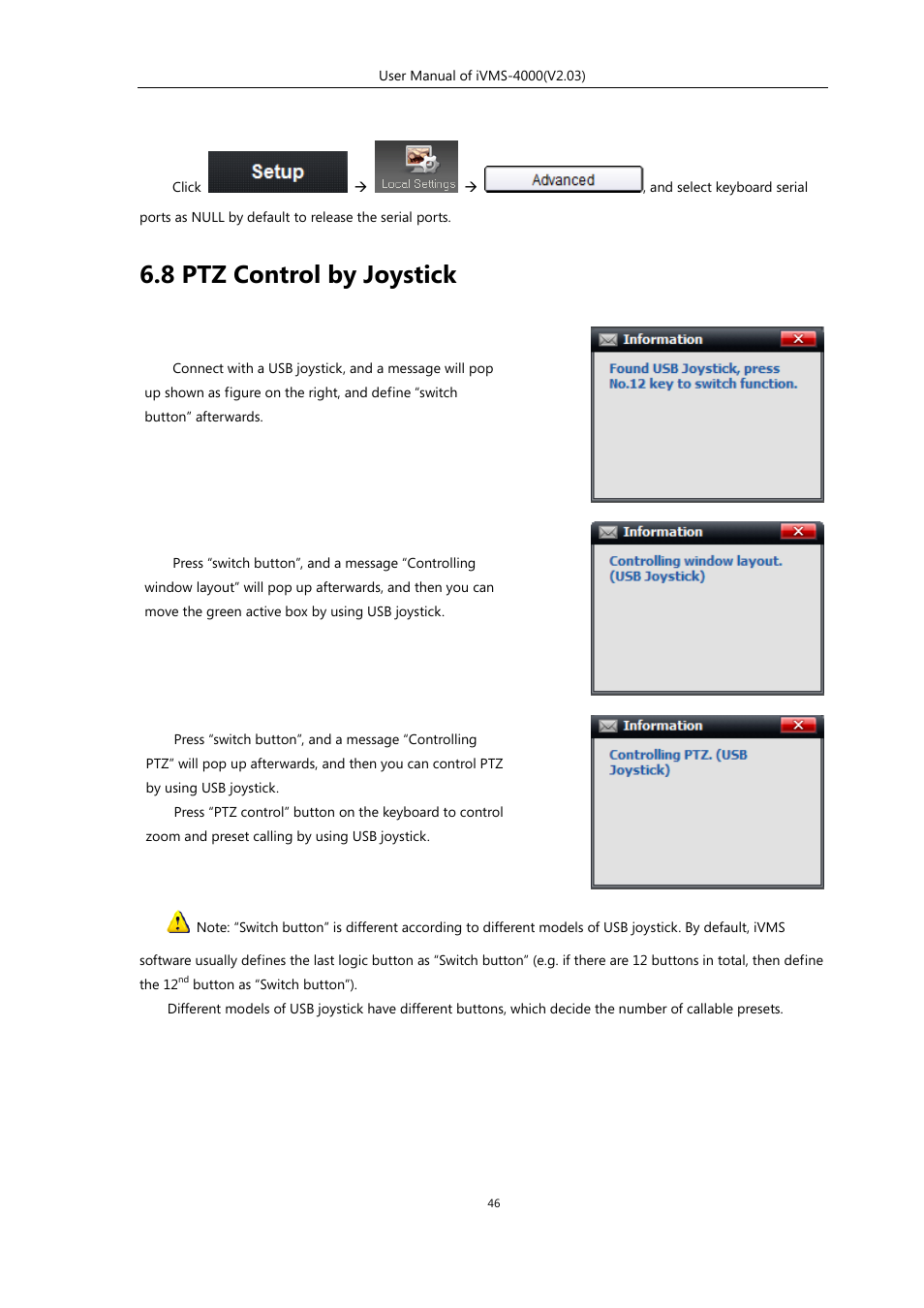 8 ptz control by joystick | eLine Technology iVMS-4000 V2.03 User Manual | Page 47 / 112