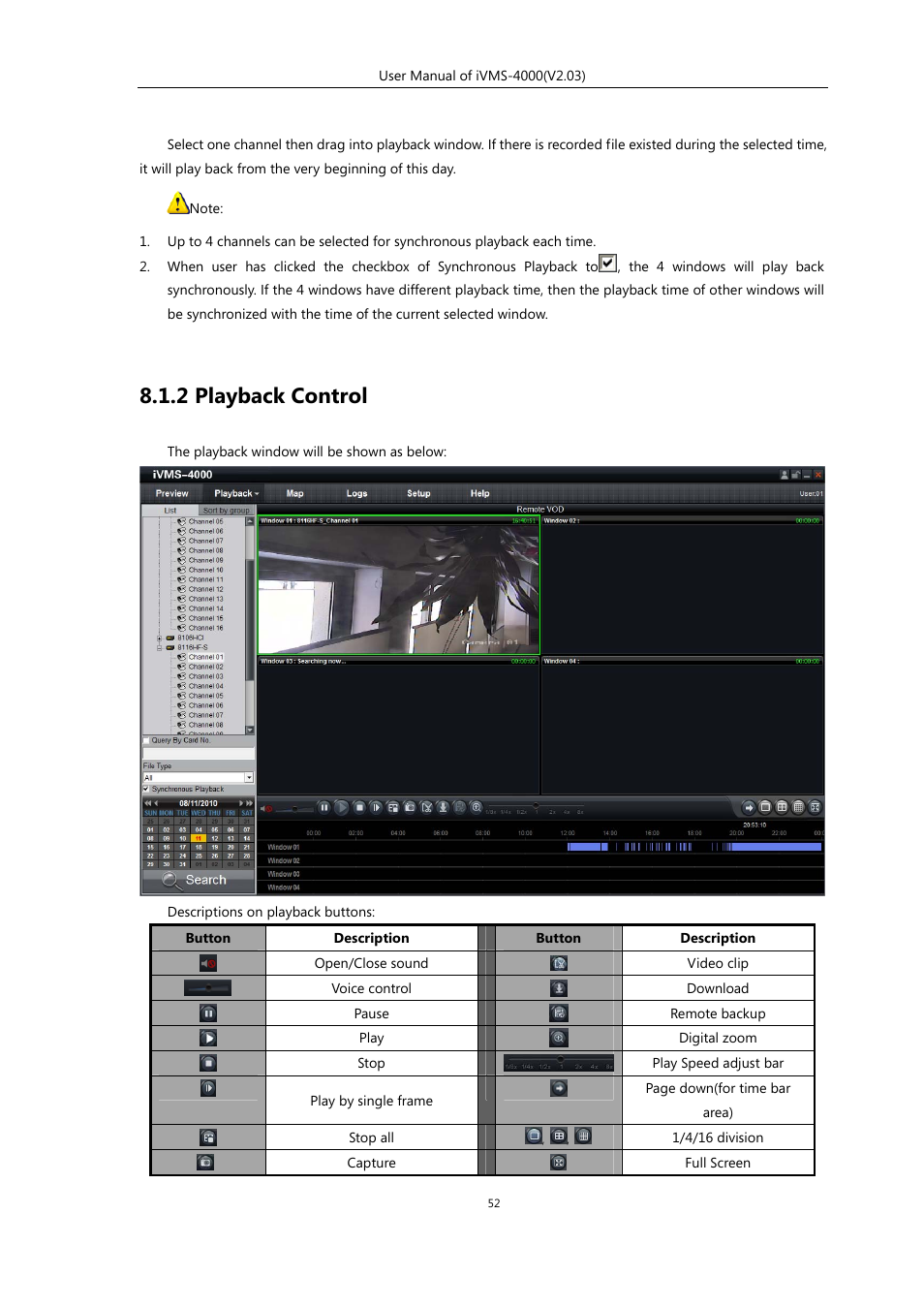 2 playback control | eLine Technology iVMS-4000 V2.03 User Manual | Page 53 / 112