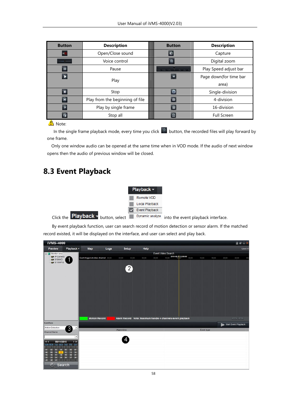 3 event playback | eLine Technology iVMS-4000 V2.03 User Manual | Page 59 / 112