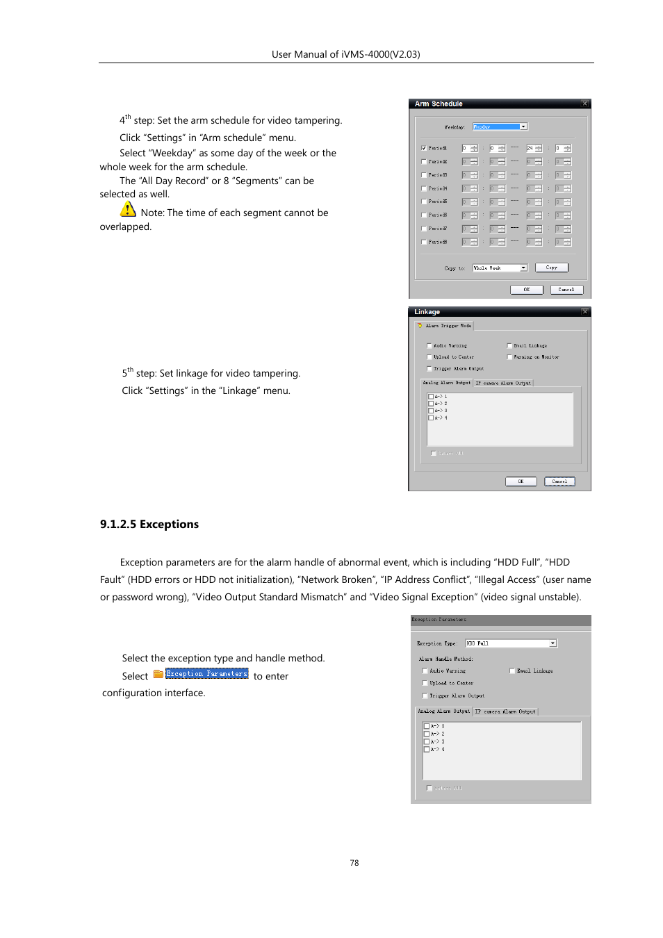5 exceptions | eLine Technology iVMS-4000 V2.03 User Manual | Page 79 / 112