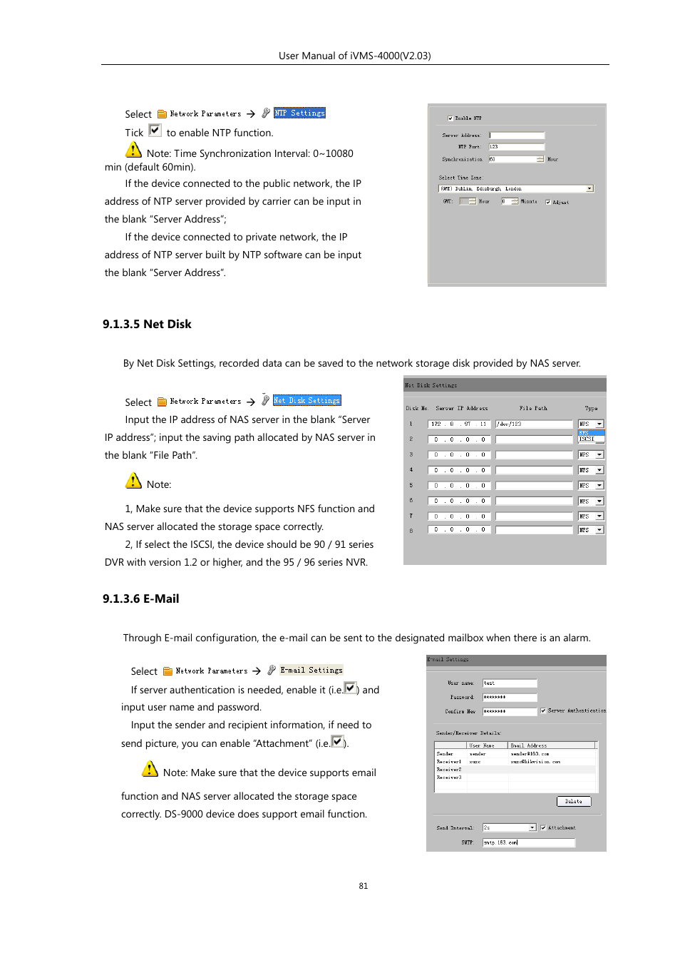 5 net disk, 6 e-mail | eLine Technology iVMS-4000 V2.03 User Manual | Page 82 / 112