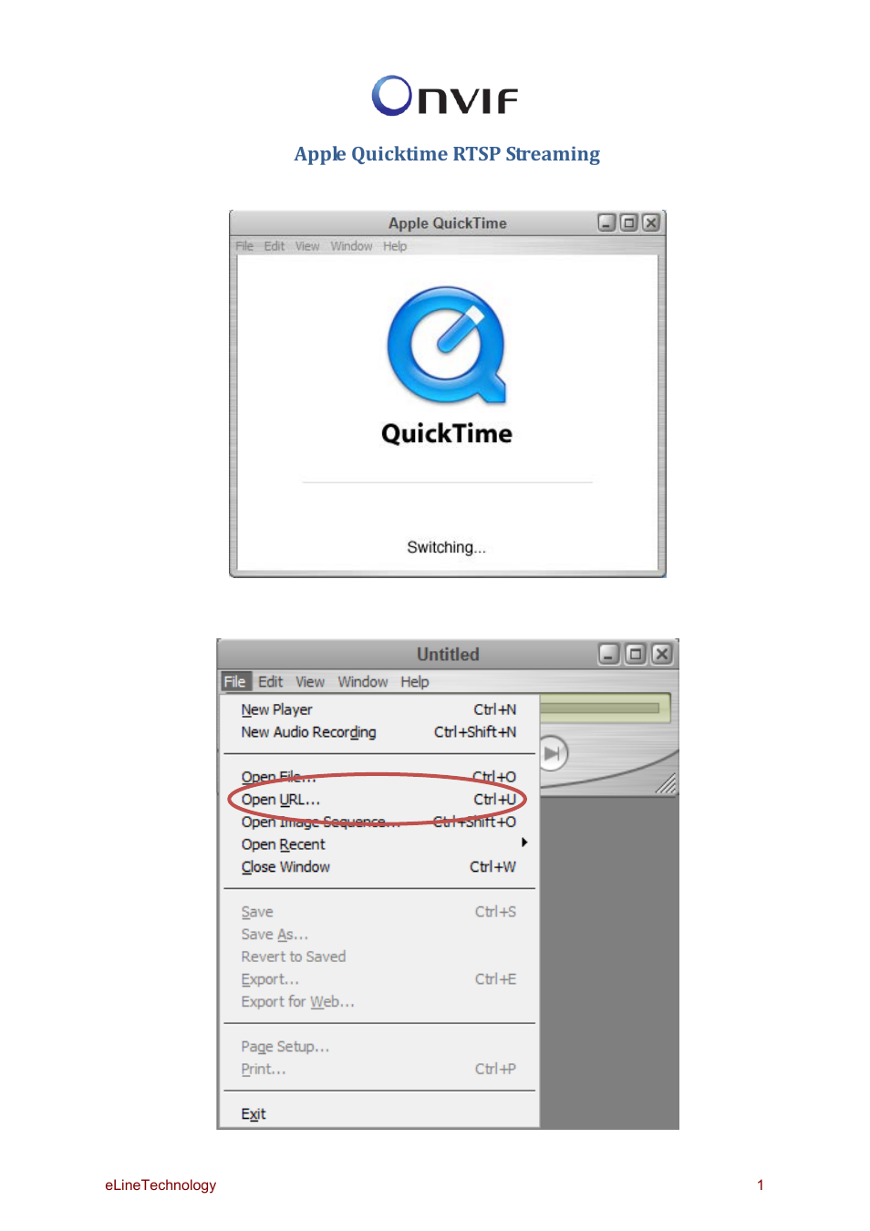 eLine Technology SIP QuickTime RTSP Streaming User Manual | 2 pages