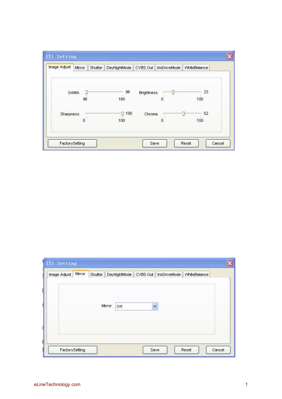 eLine Technology SIP Sensor Configure IT1 MegaPixel CCD User Manual | 4 pages